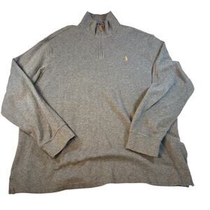 Polo Ralph Lauren Mens estate rib gray 1/4 zip mock collar sweater. Size XXL